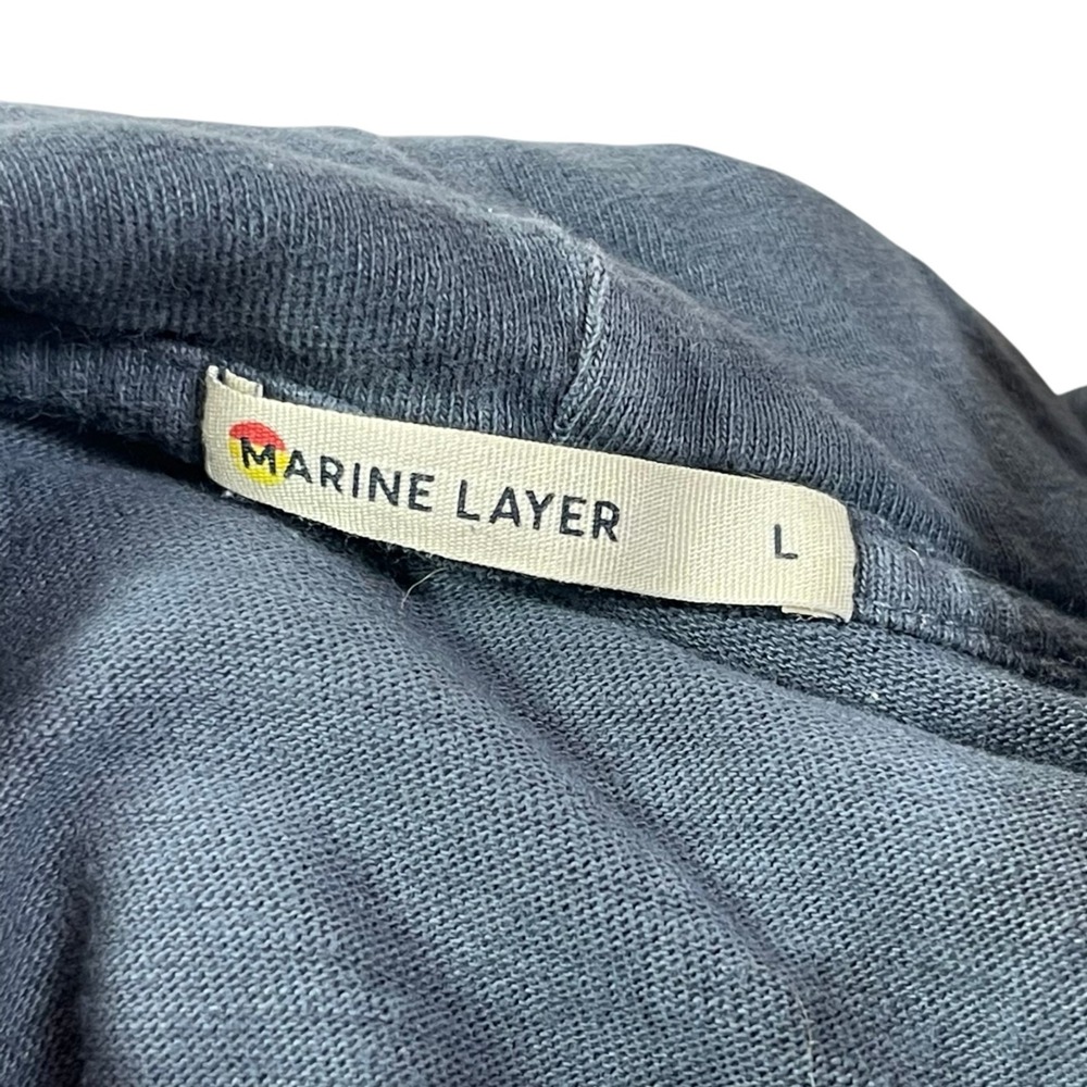 Marine Layer Hooded Long Sleeve Shirt Mens Large Blue Gray Cotton - Picture 4 of 7